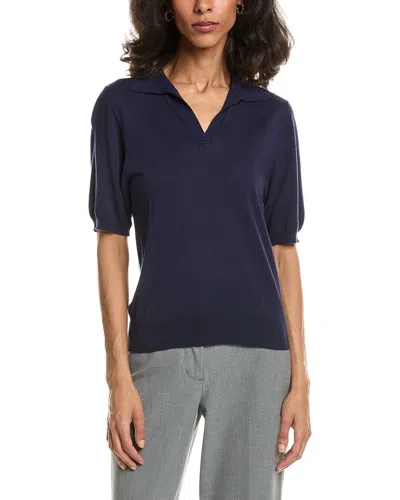 Forte Summer Polo Silk & Cashmere-blend Sweater In Blue