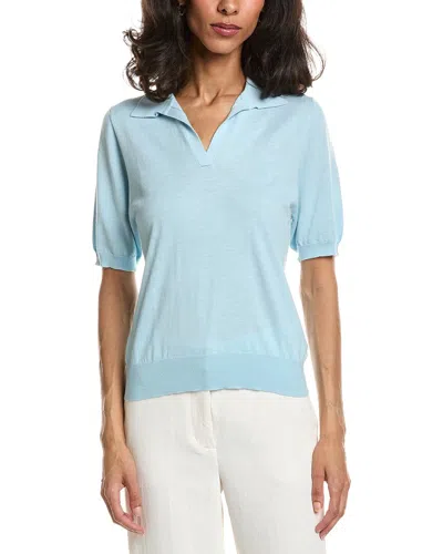Forte Summer Polo Silk & Cashmere-blend Sweater In Blue