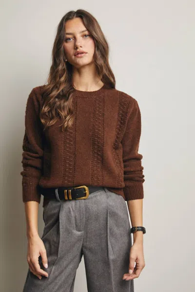 Forte Textured Cable Stitch Pullover Sweater In Chestnut In Brown