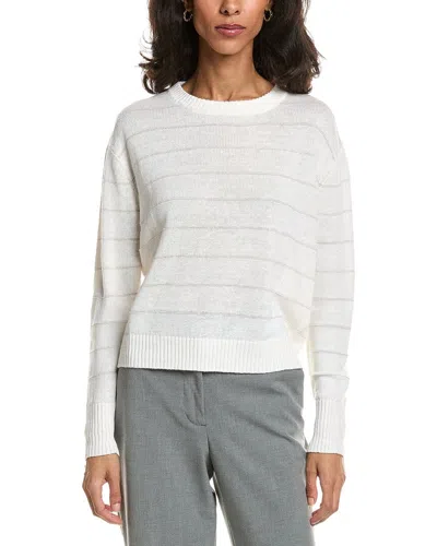 Forte Textured Crop Linen Sweater In Neutral