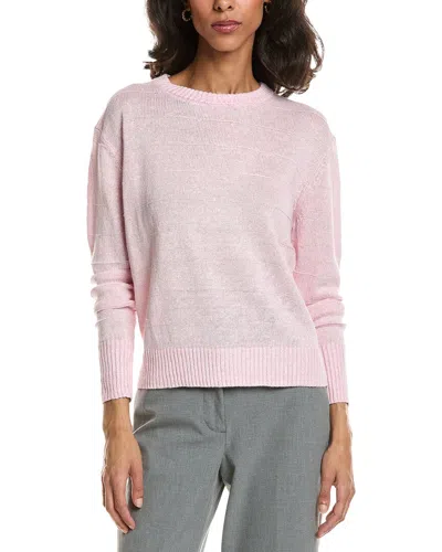 Forte Textured Crop Linen Sweater In Brown