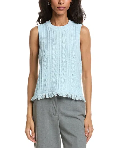 Forte Textured Fringe Tank Top In Green