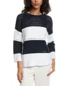 Forte Textured Wide Stripe Pullover In Black