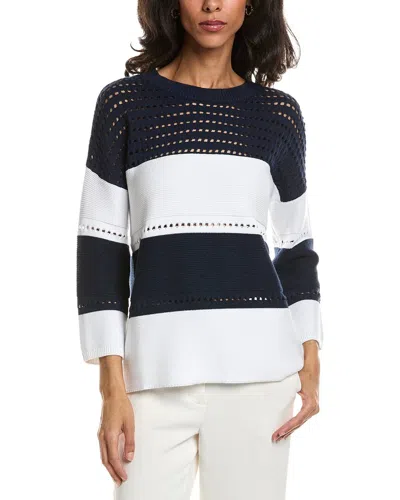Forte Textured Wide Stripe Pullover In Black