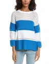 Forte Textured Wide Stripe Pullover In Blue