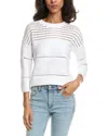 Forte Textured Wide Stripe Pullover In White