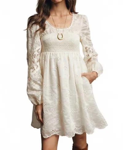 Forte The Ada Embroidered Lace Mini Dress In Cream In White