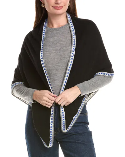 Forte Triangle 100% Cashmere Scarf Wrap In Black
