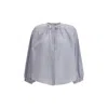 Forte Voile Shirt With Women's Embroidery In Blue
