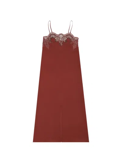 Fortela Alizee Embroidered Midi Dress In Red