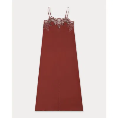 Fortela Alizée Embroidered Silk Dress In Burgundy