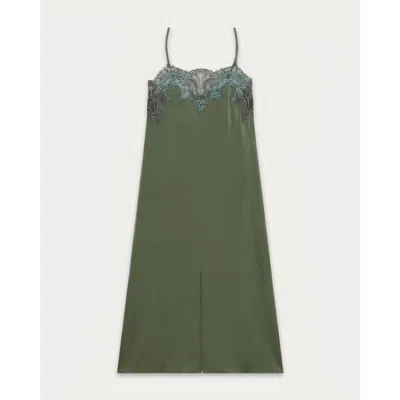 Fortela Alizée Embroidered Silk Dress In Gray