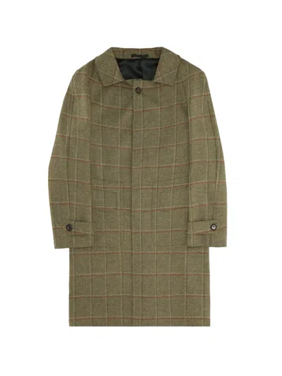 Fortela Amadeo Plaid Single-breasted Coat In Green