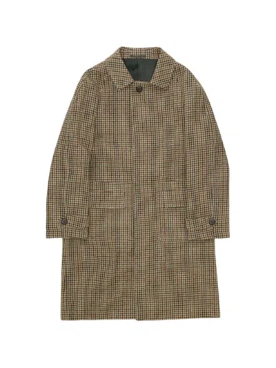 Fortela Amedeo Single-breasted Tweed Coat In Brown