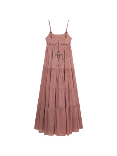 Fortela Amelie Beaded Tiered Maxi Dress In Pink