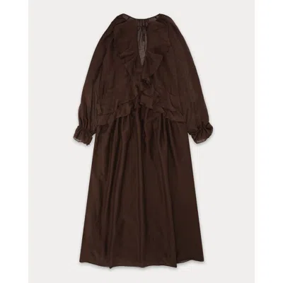 Fortela Ange Cotton Silk Caftan Dress In Brown