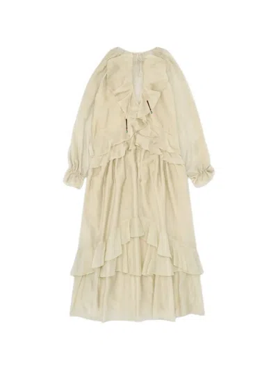 Fortela Ange Cotton Silk Caftan Dress In Yellow