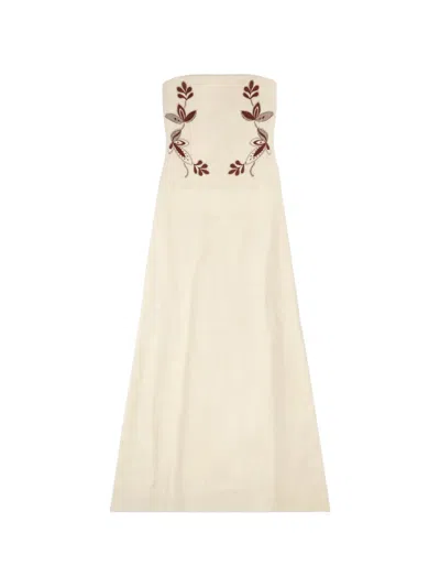 Fortela Anouk Floral-embroidered Dress In Neutral
