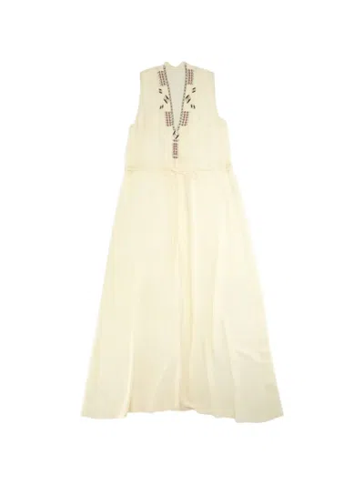 Fortela Anya Embroidered Silk-georgette Maxi Dress In Neutral
