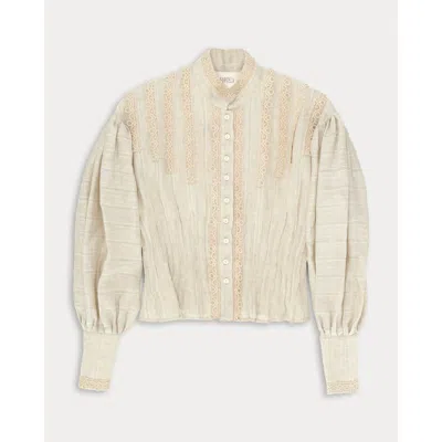 Fortela Arlette Lace-embroidered Linen Blouse In Neutral