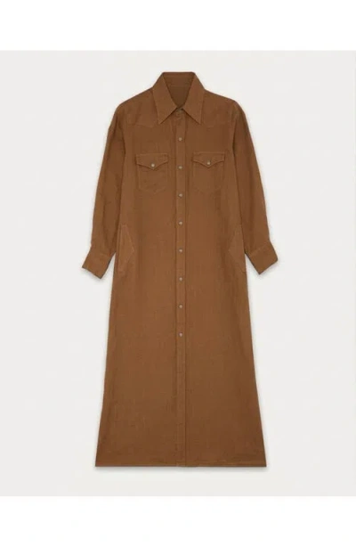 Fortela Arley Linen Shirt Dress In Brown