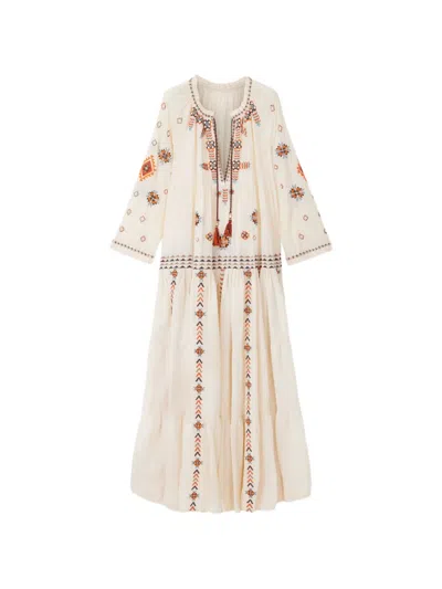 Fortela Arsia Crochet-embroidered Maxi Dress In Neutral