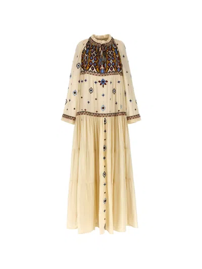 Fortela Arsia Embroidered Maxi Dress In Brown