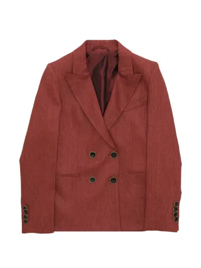 Fortela Bastien Double-breasted Linen Blazer In Brown