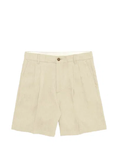 Fortela Beachshort Pleated Linen Shorts In White