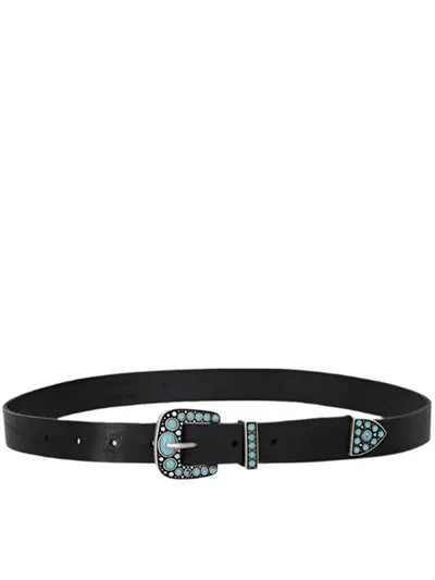 Fortela Belt Adjustable Length Silver Tone Hardware In Black