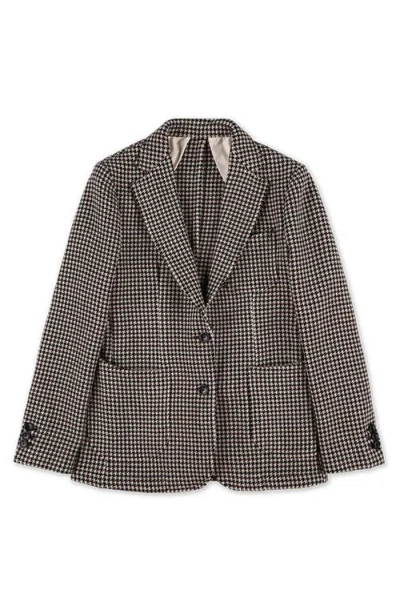 Fortela Benjamin Houndstooth-pattern Single-breasted Blazer In Black