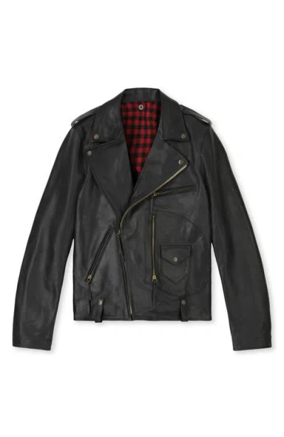 Fortela Asymmetrical-zip Leather Jacket In Black