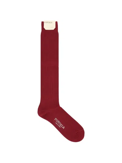 Fortela Bob Ribbed Knee High Socks In Red