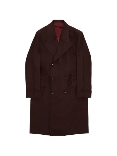 Fortela Classic Double Breasted Wool Coat In Brown