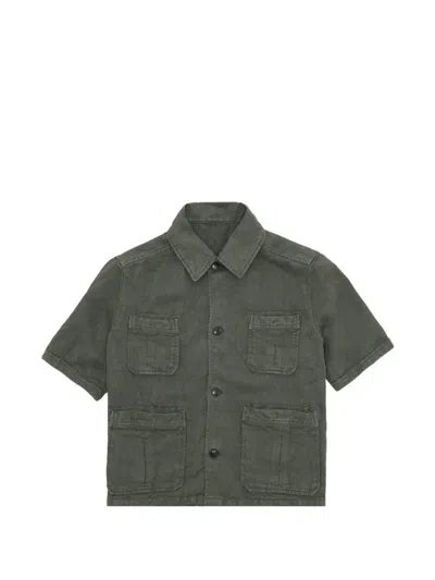 Fortela Bohem Short-sleeve Linen Shirt In Gray