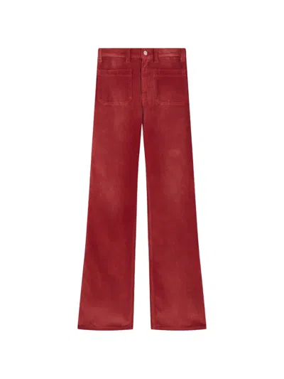 Fortela Bootcut Patch Pocket Flared Trousers In Red