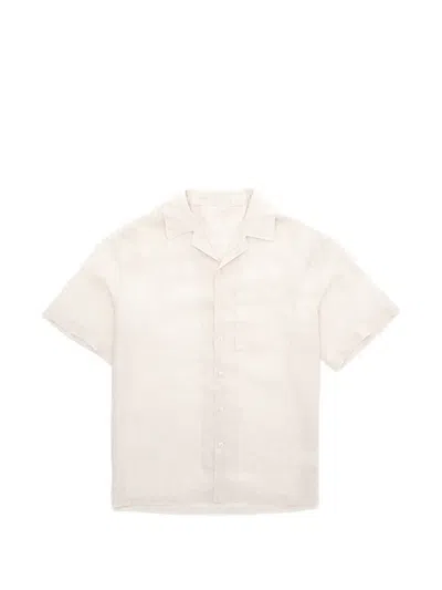 Fortela Bowling Linen Short Sleeve Shirt In White