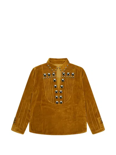 Fortela Brenda Studded Velvet Shirt In Brown