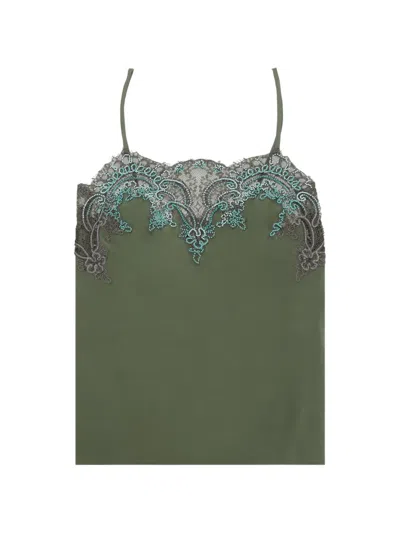 Fortela Brianne Lace-trimmed Sleeveless Blouse In Green
