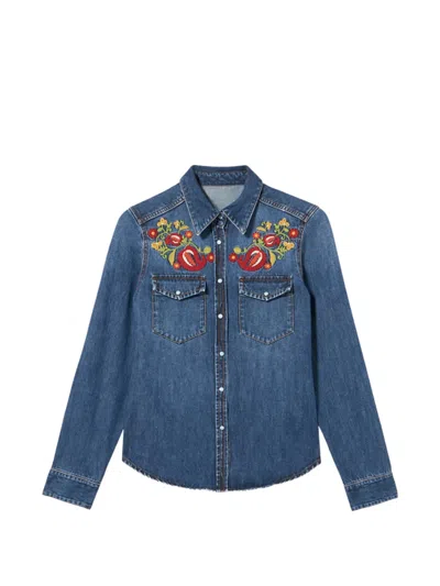 Fortela Brigitter Embroidered Denim Shirt In Multi