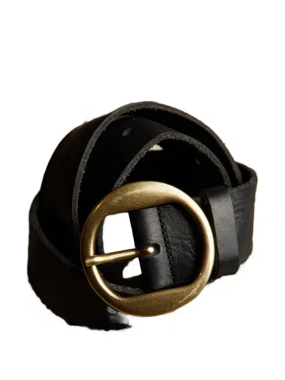 Fortela Buckle Calf Leather Belt In Black