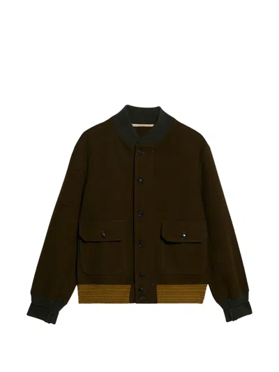 Fortela Cruiser Wool Twill Bomber Jacket In Green