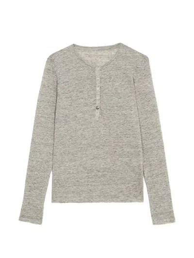 Fortela Coralie Seraph Melange Linen T-shirt In Gray