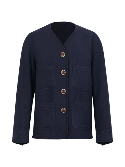 Fortela Buttoned Patch-pocket Jacket In Blue