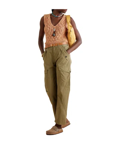 Fortela Cable-knit Cotton Vest In Green