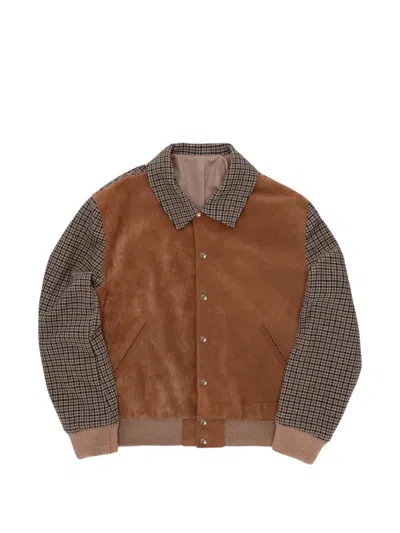 Fortela Cambridge Panelled Bomber Jacket In Brown