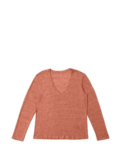 Fortela Cara Long-sleeve V-neck T-shirt In Orange