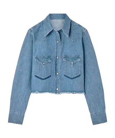 Fortela Caracas Frayed Cropped Denim Shirt In Multi