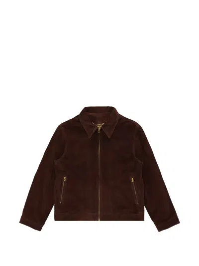 Fortela Cash Suede Leather Jacket In Brown