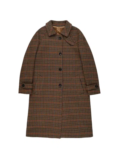 Fortela Check-pattern Single-breasted Coat In Brown